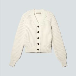 Everlane Cream Chunky Knit Button-Front Cardigan